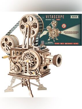 ROKR 3D Wooden Puzzle Vitascope Model Build Film Projector Toy Teens Adults Gift
